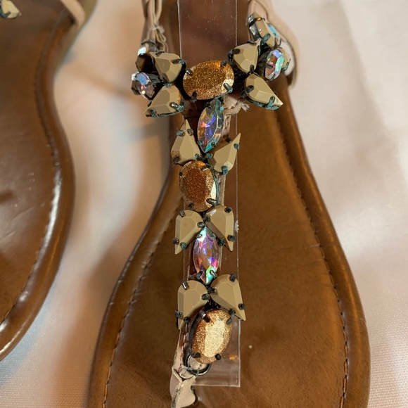 Beautiful Nicole Jewel Encrusted Sandals in Neutral Tones! - Picture 2 of 9